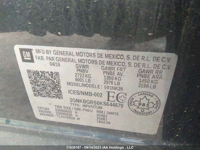 Chevrolet BLAZER 2019 3GNKBGRS0KS644679 Image 9