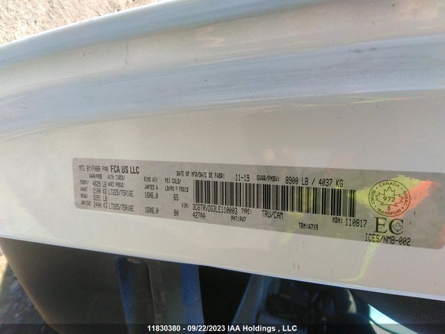 3C6TRVDG3LE110003 RAM Promaster Cargo Van