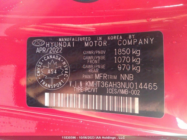 Hyundai VELOSTER 2022 KMHT36AH3NU014465 Image 9