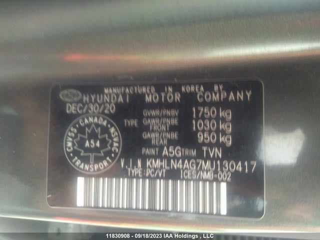 Hyundai Elantra Ultimate 2021 KMHLN4AG7MU130417 Image 9