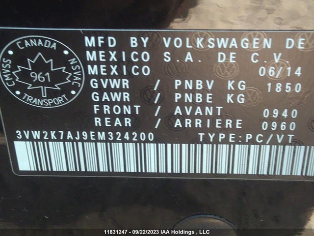 3VW2K7AJ9EM324200 Volkswagen Jetta Sedan Trendline+