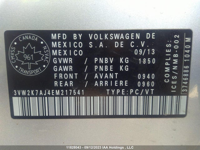 3VW2K7AJ4EM217541 Volkswagen Jetta Sedan Trendline+