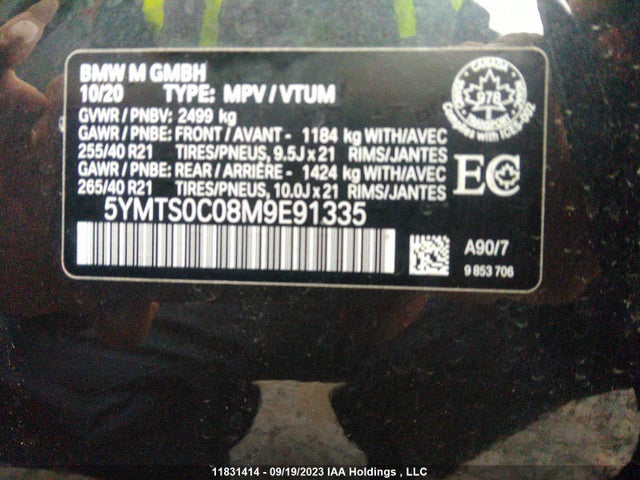 BMW X3 M 2021 5YMTS0C08M9E91335 Image 9