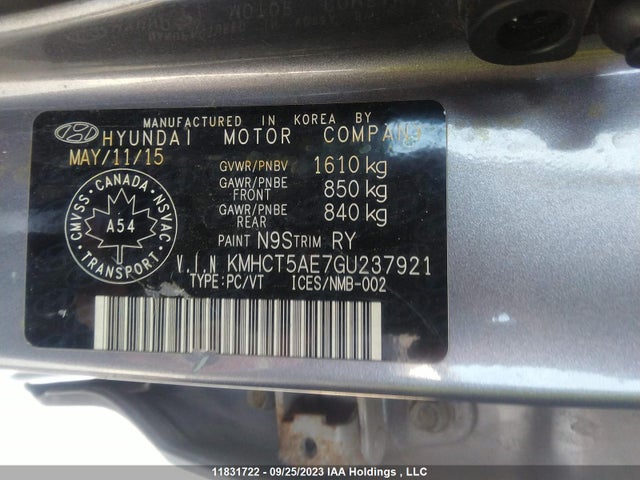 Hyundai ACCENT GL 2016 KMHCT5AE7GU237921 Image 9
