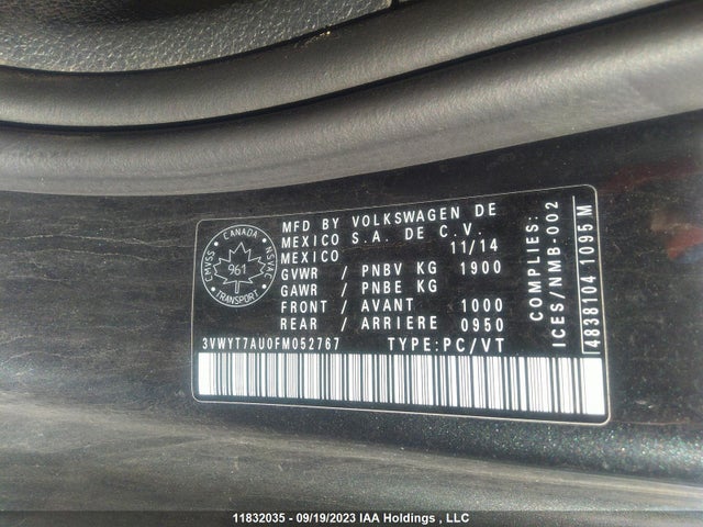 3VWYT7AU0FM052767 Volkswagen GOLF GTI