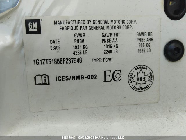 Aukcja sprzedaży 2006 Chevrolet Malibu, vin: 1G1ZT51856F237548, numer aukcji: 11832045