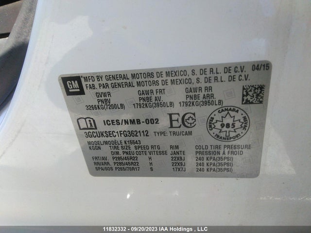 Chevrolet Silverado 1500 Ltz 2015 3GCUKSEC1FG362112 Image 9