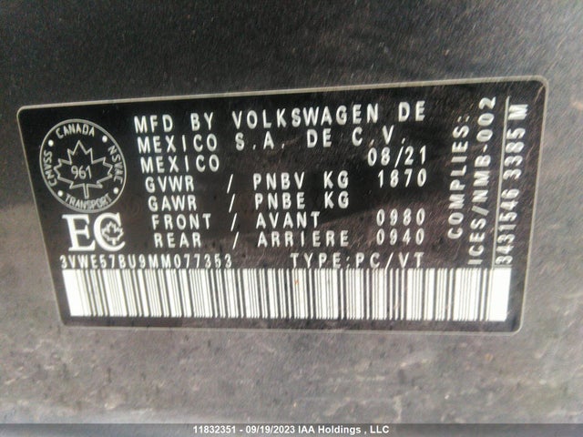 3VWE57BU9MM077353 Volkswagen Jetta Highline