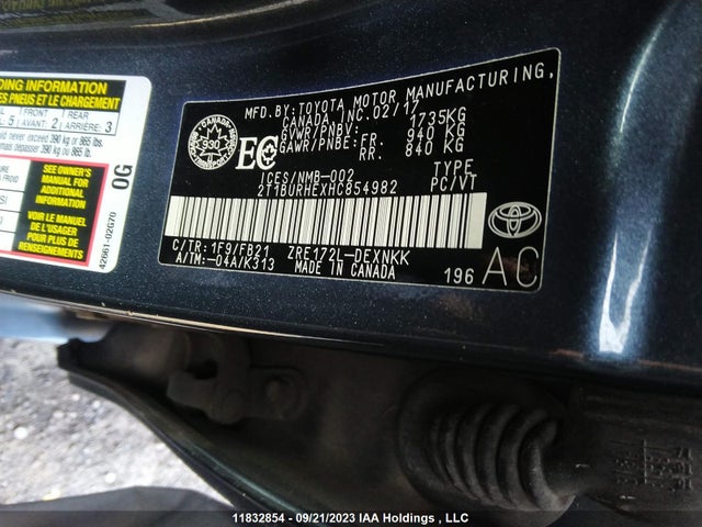 Toyota COROLLA 2017 2T1BURHEXHC854982 Image 9