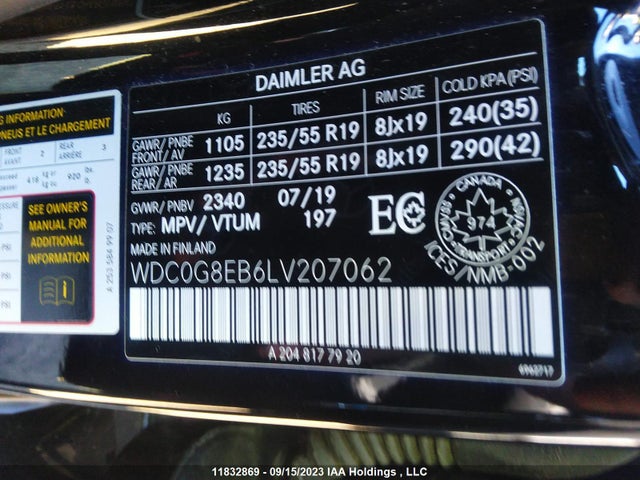 WDC0G8EB6LV207062 Mercedes-Benz Glc Glc 300
