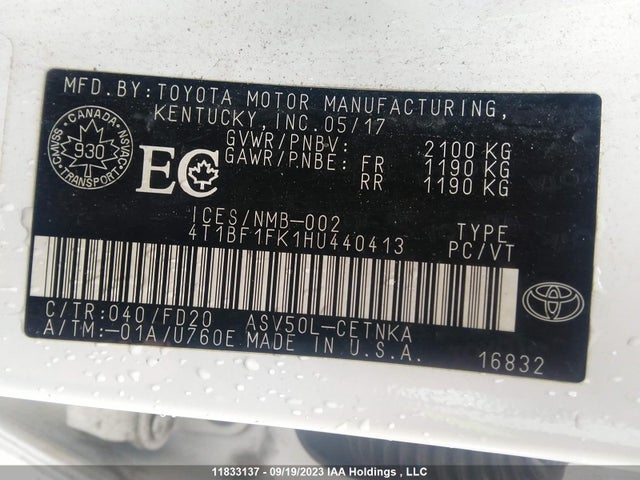 Toyota CAMRY 2017 4T1BF1FK1HU440413 Image 9