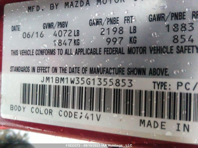 JM1BM1W35G1355853 Mazda Mazda3 Gt