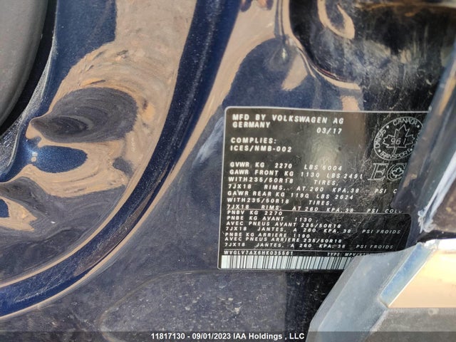 WVGLV7AX6HK035561 Volkswagen Tiguan Highline