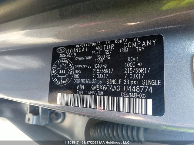Hyundai Kona Luxury 2020 KM8K6CAA3LU448774 Image 9