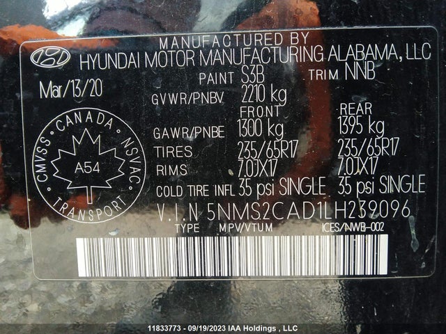 Hyundai Santa Fe Essential 2020 5NMS2CAD1LH239096 Image 9