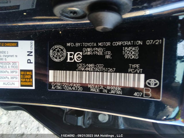 Toyota COROLLA HATCHBACK 2022 JTNK4MBE5N3151267 Image 9