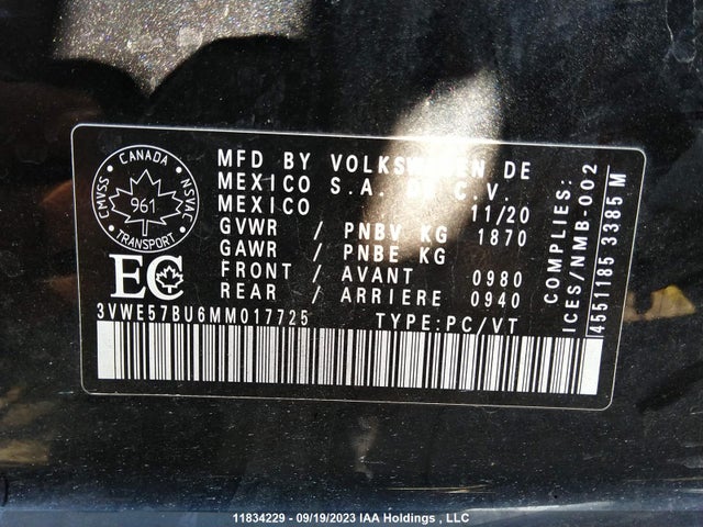 3VWE57BU6MM017725 Volkswagen Jetta Highline
