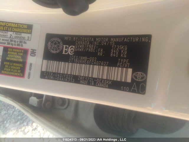Toyota COROLLA CE/S/LE 2015 2T1BURHE6FC407627 Image 9