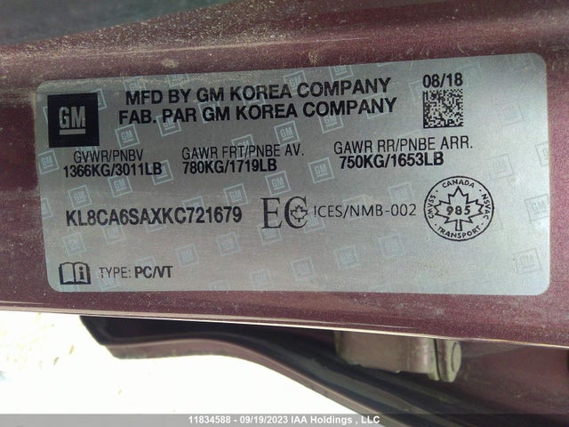 Chevrolet SPARK LS 2019 KL8CA6SAXKC721679 Image 9