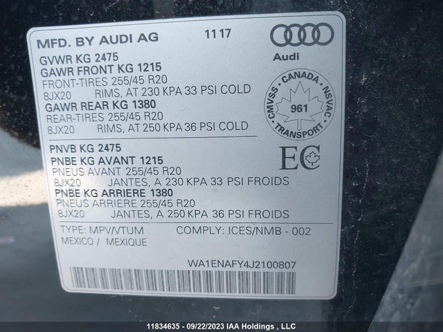 WA1ENAFY4J2100807 Audi Q5 Progressiv
