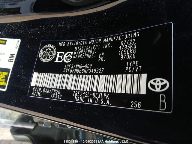 Toyota Corolla L/le/xle 2022 5YFBPMBE8NP349327 Image 9