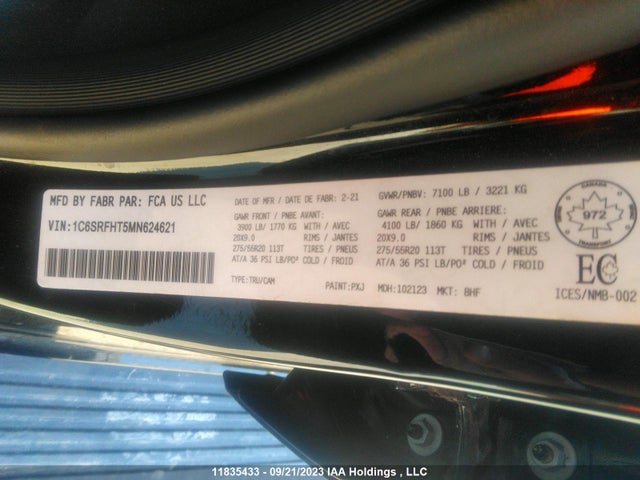 1C6SRFHT3MN624620 RAM 1500 Limited