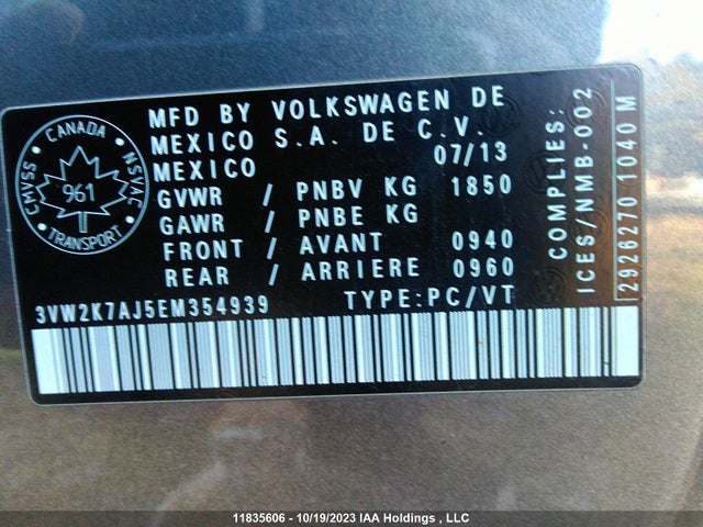 3VW2K7AJ5EM354939 Volkswagen Jetta Sedan Trendline+