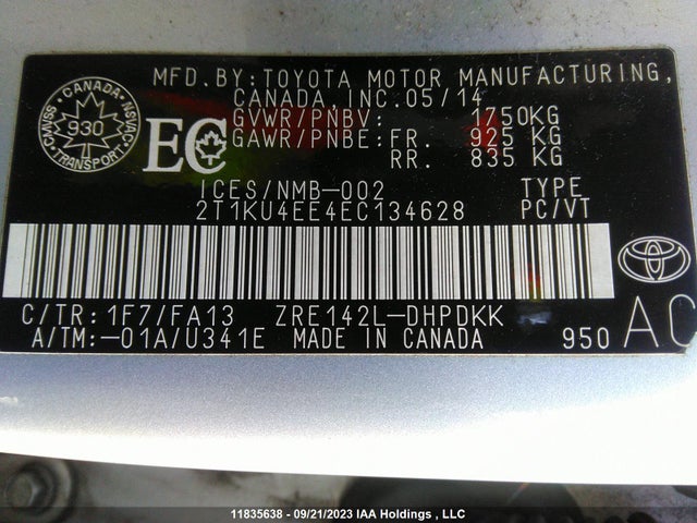 Toyota Matrix 2014 2T1KU4EE4EC134628 Image 9