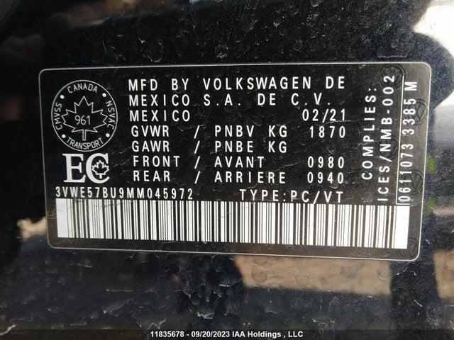 3VWE57BU9MM045972 Volkswagen Jetta Highline
