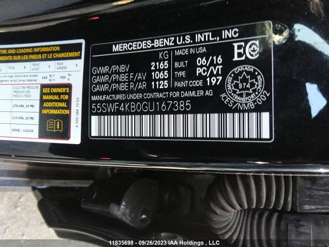 55SWF4KB0GU167385 Mercedes-Benz C-class C 300