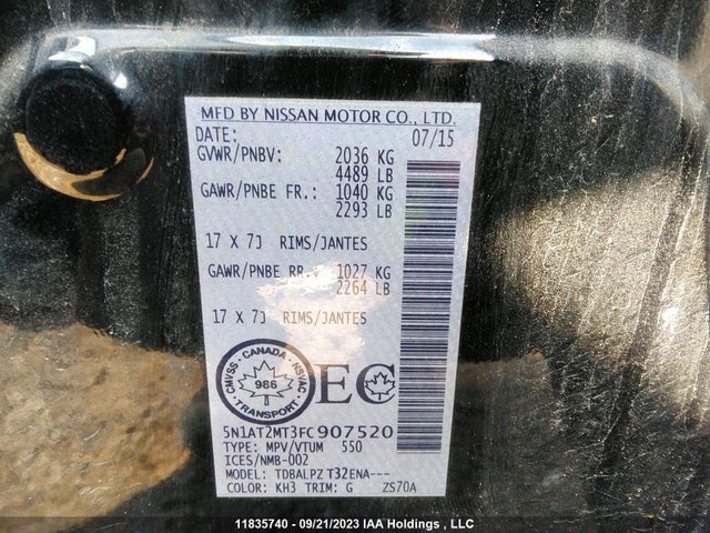 Nissan Rogue Sv/s 2015 5N1AT2MT3FC907520 Image 9