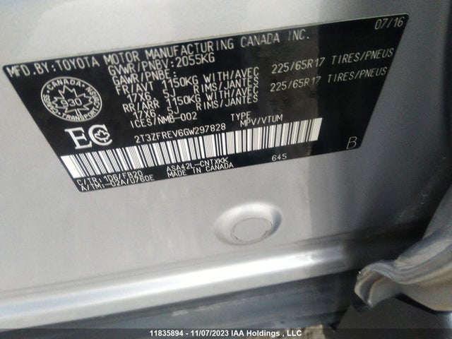 Toyota RAV4 LE 2016 2T3ZFREV6GW297828 Image 9