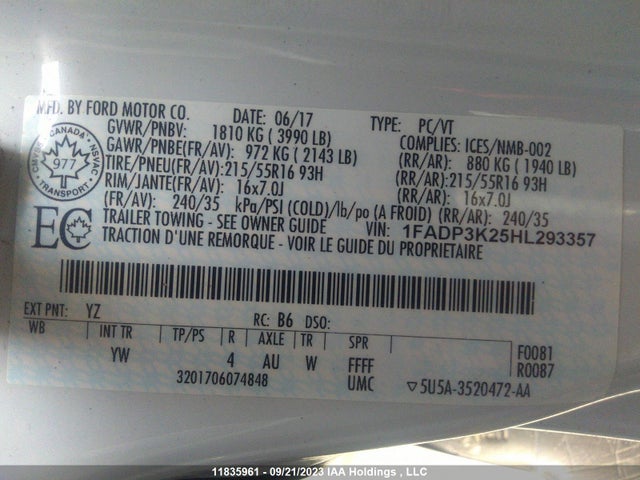 Ford FOCUS SE 2017 1FADP3K25HL293357 Image 9