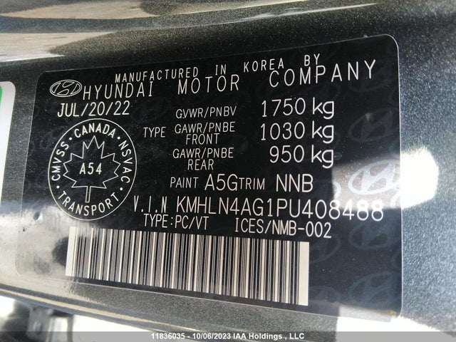 Hyundai Elantra Luxury 2023 KMHLN4AG1PU408488 Image 9