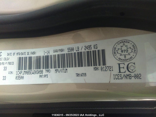 1C4PJMAB5EW203098 Jeep Cherokee Sport