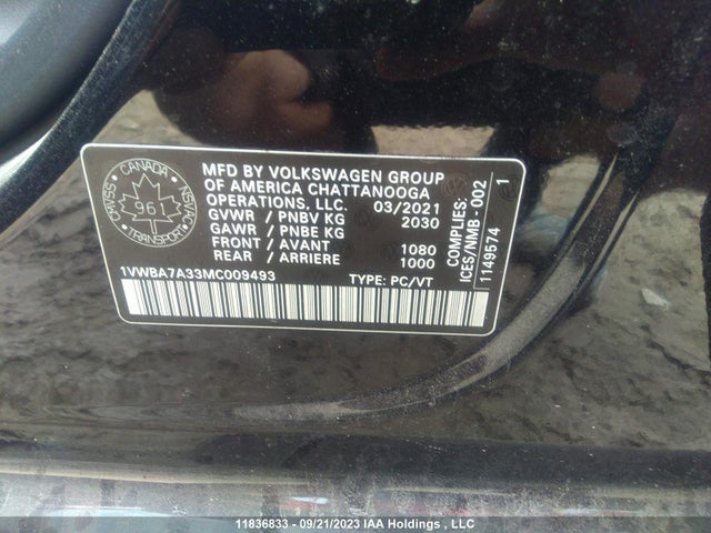 1VWBA7A33MC009493 Volkswagen Passat Highline