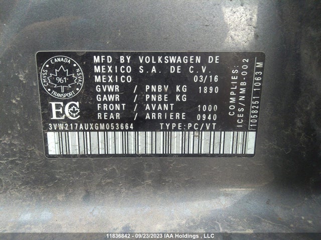 3VW217AUXGM053664 Volkswagen Golf Trendline/highline
