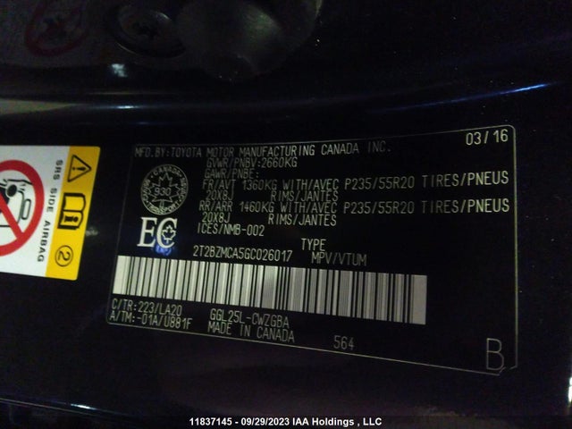 2T2BZMCA5GC026017 Lexus RX 350