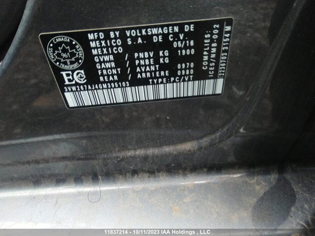 3VW267AJ4GM395103 Volkswagen Jetta Sedan Trendline/trendline+