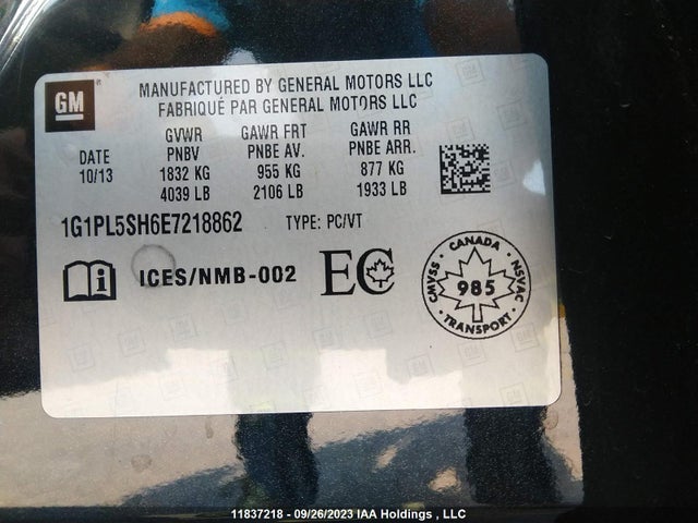 Chevrolet Cruze 2ls 2014 1G1PL5SH6E7218862 Image 9