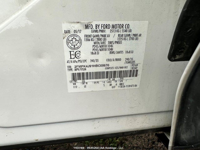 2FMPK4J91HBC05670 Ford EDGE SEL