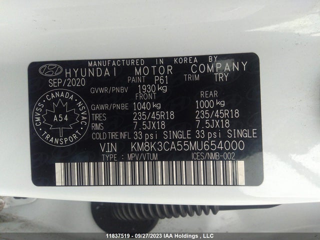 Hyundai Kona Trend 2021 KM8K3CA55MU654000 Image 9