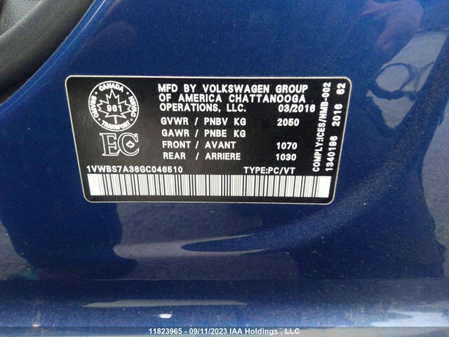 1VWBS7A36GC046510 Volkswagen PASSAT SE