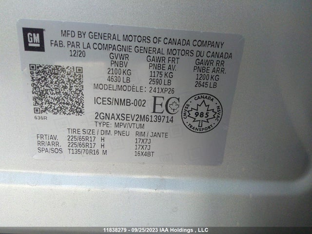 Chevrolet EQUINOX LS 2021 2GNAXSEV2M6139714 Image 9