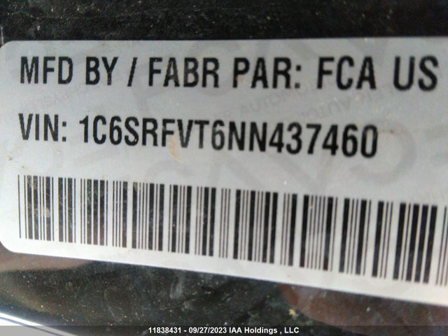 1C6SRFVT6NN437460 RAM 1500 Sport