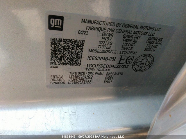 Chevrolet Silverado 1500 Lt 2021 1GCUYDED1MZ297813 Image 9