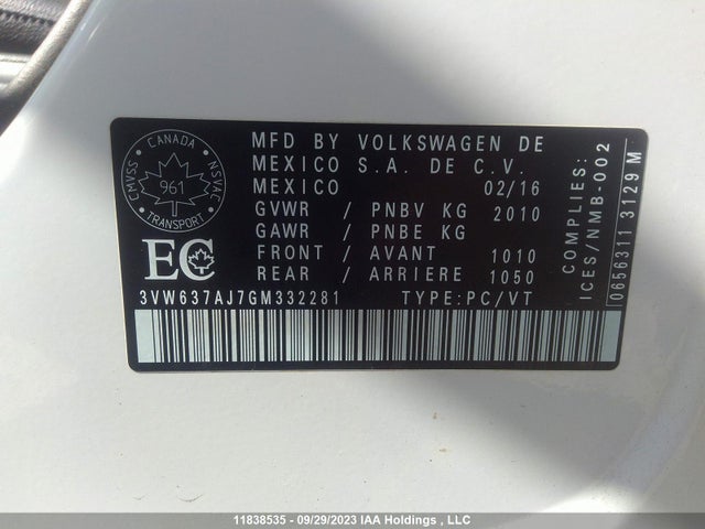 Volkswagen JETTA SEDAN 2016 3VW637AJ7GM332281 Image 9