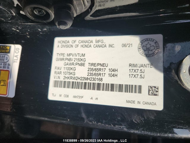 Honda CR-V LX 2021 2HKRW2H22MH230168 Image 9