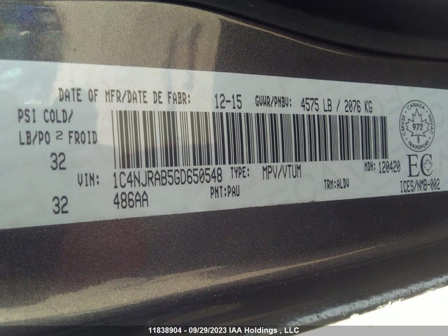 1C4NJRAB5GD650548 Jeep Patriot High Altitude