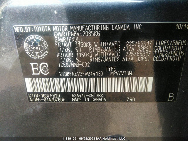Toyota RAV4 LE 2015 2T3BFREV3FW244133 Image 9